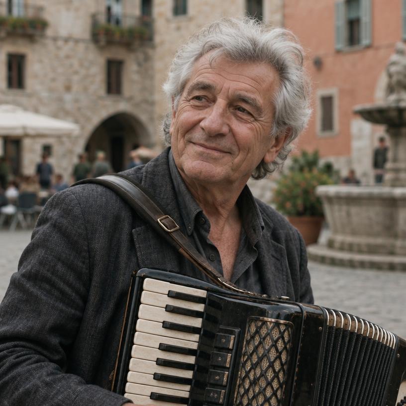 Illustratives Porträt eines Musikers im Freien